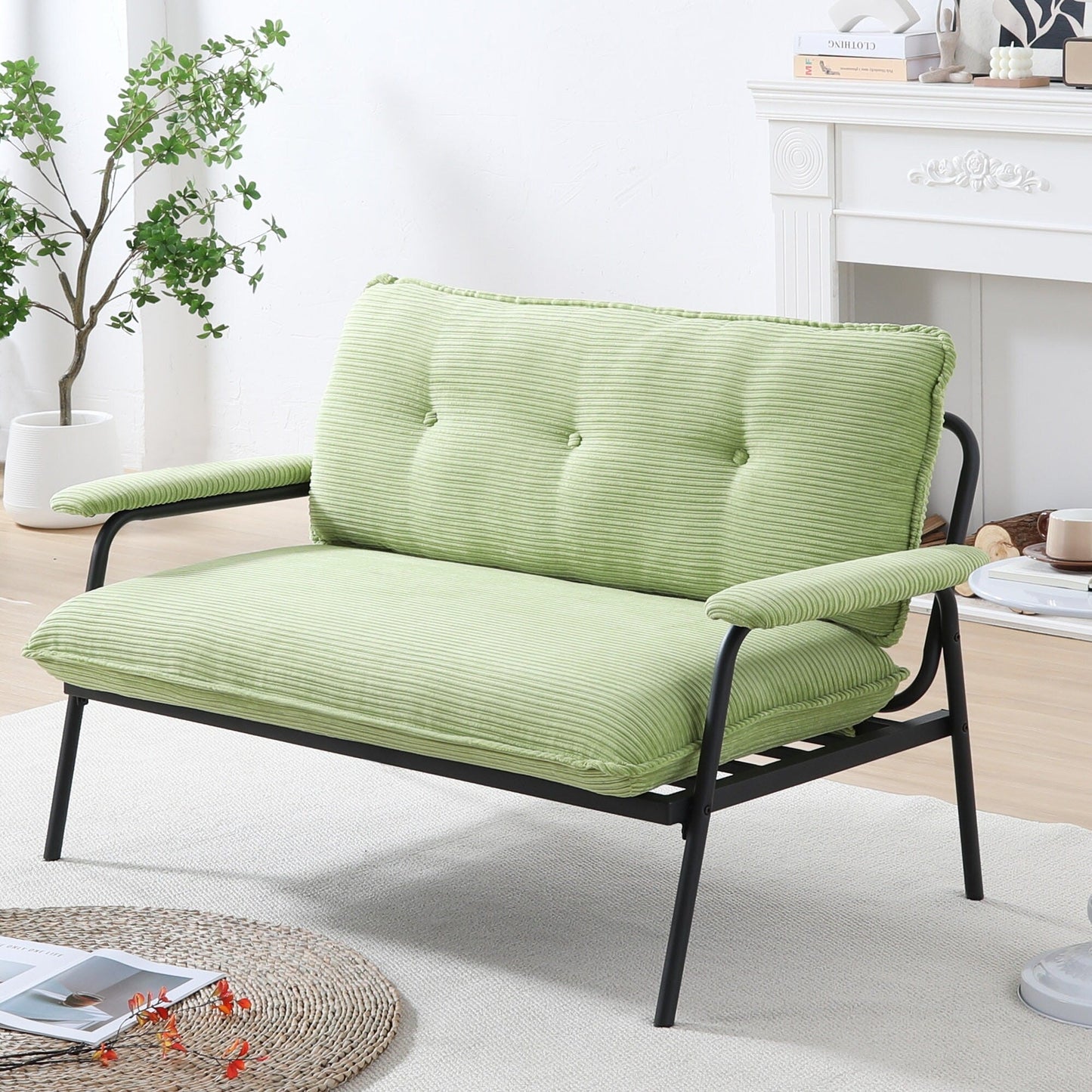 Modern 2-Seater Sofa 53 Inch Compact Size Metal Frame Polyester Blend for Apartment Living Room