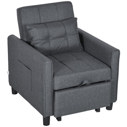 Modern 27.3 3 in 1 Polyester Single Convertible Sofa Bed with Adjustable Back and Pillow for Living Room