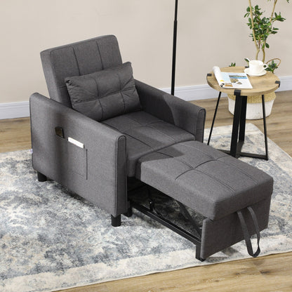 Modern 27.3 3 in 1 Polyester Single Convertible Sofa Bed with Adjustable Back and Pillow for Living Room