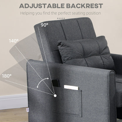 Modern 27.3 3 in 1 Polyester Single Convertible Sofa Bed with Adjustable Back and Pillow for Living Room