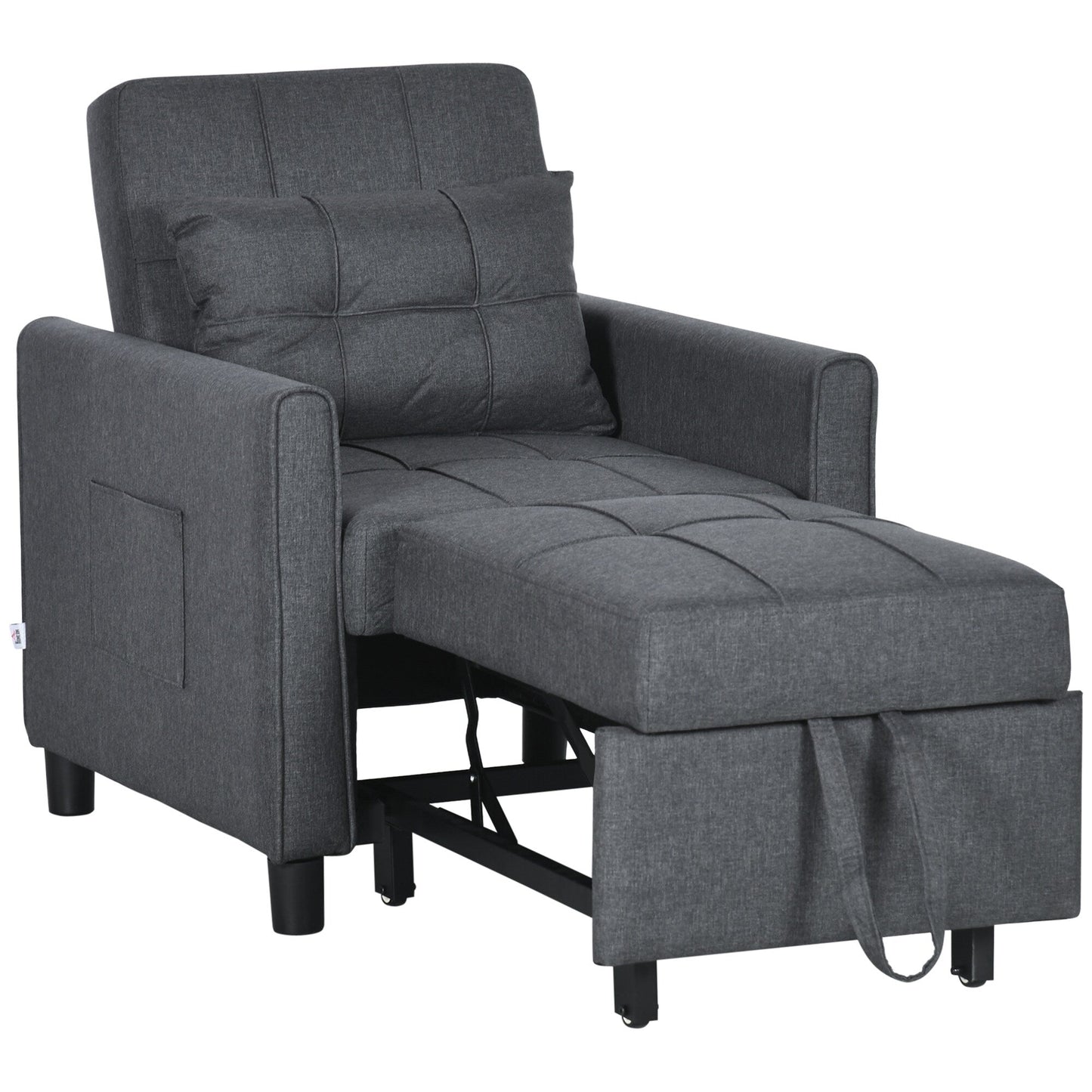 Modern 27.3 3 in 1 Polyester Single Convertible Sofa Bed with Adjustable Back and Pillow for Living Room