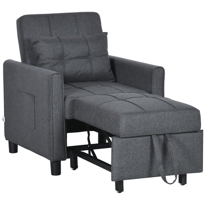 Modern 27.3 3 in 1 Polyester Single Convertible Sofa Bed with Adjustable Back and Pillow for Living Room