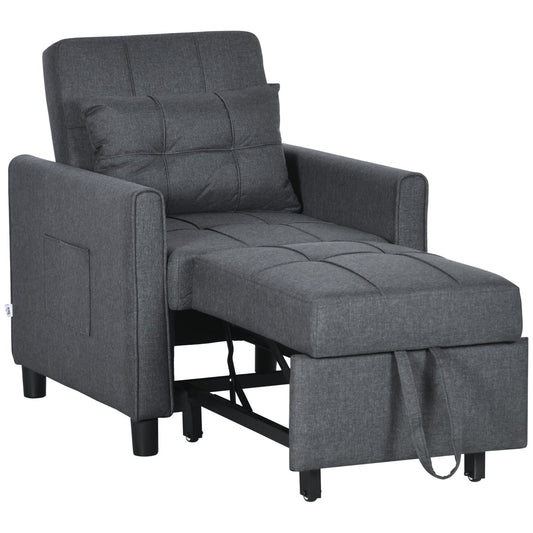 Modern 27.3 3 in 1 Polyester Single Convertible Sofa Bed with Adjustable Back and Pillow for Living Room