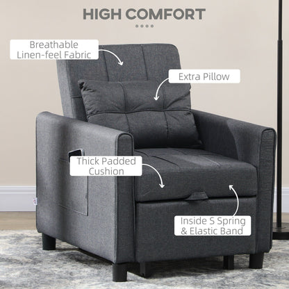 Modern 27.3 3 in 1 Polyester Single Convertible Sofa Bed with Adjustable Back and Pillow for Living Room