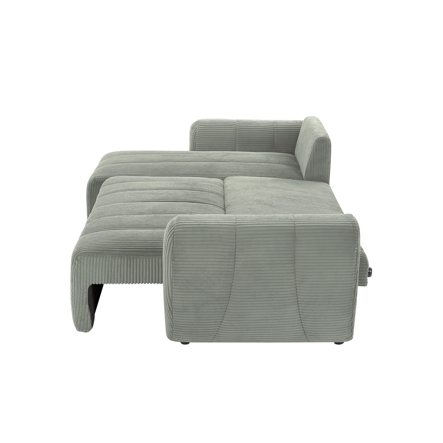 Modern 3 Seat Corduroy L-Shaped Couch, Convertible Sectional Sofa for Living Room and Apartment