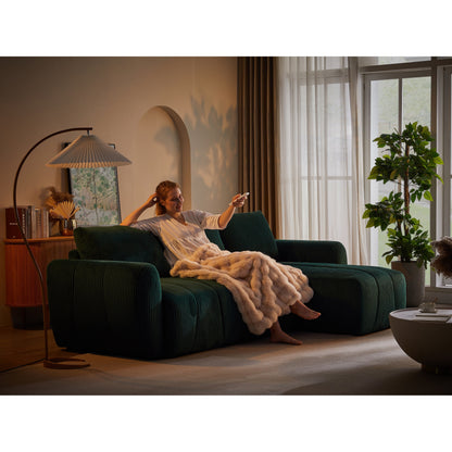 Modern 3 Seat Corduroy L-Shaped Couch, Convertible Sectional Sofa for Living Room and Apartment
