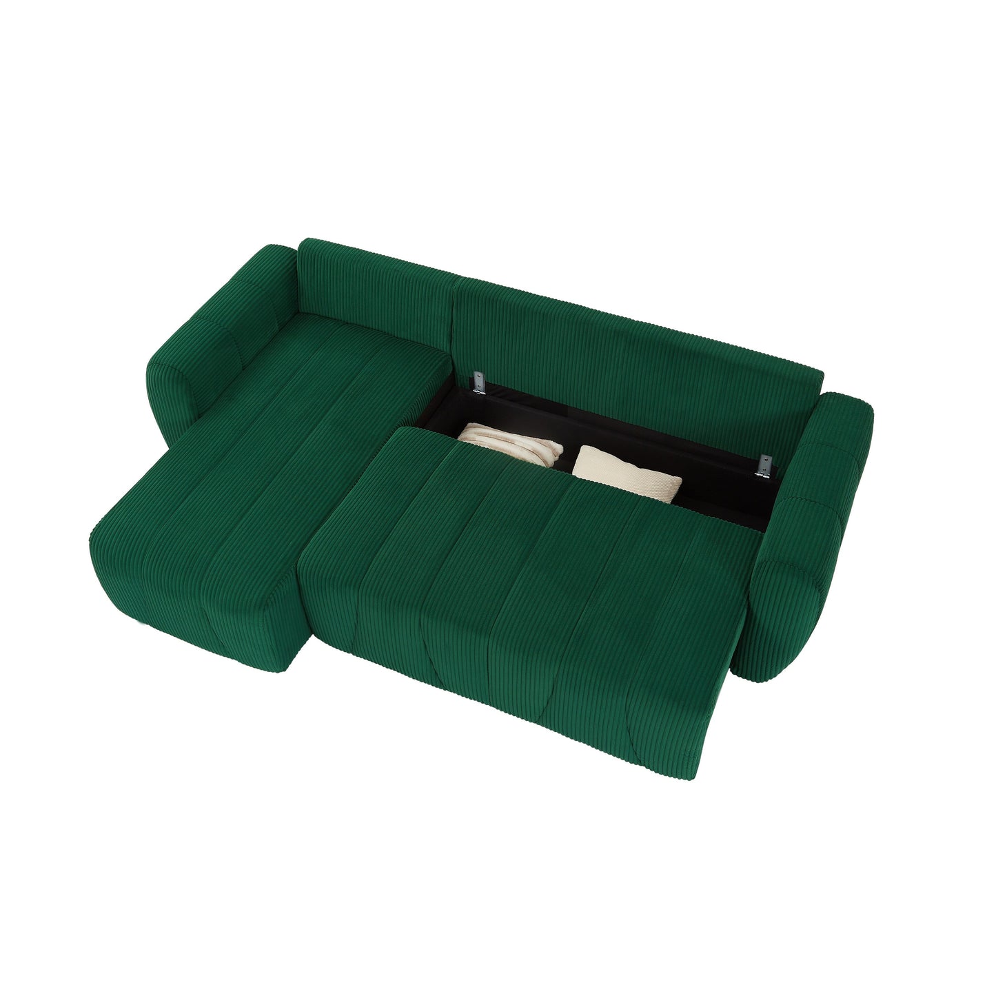 Modern 3 Seat Corduroy L-Shaped Couch, Convertible Sectional Sofa for Living Room and Apartment
