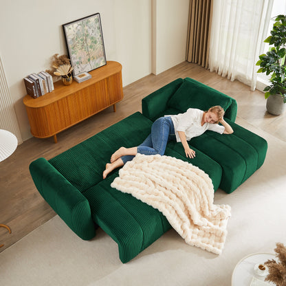 Modern 3 Seat Corduroy L-Shaped Couch, Convertible Sectional Sofa for Living Room and Apartment
