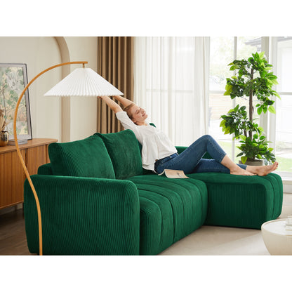 Modern 3 Seat Corduroy L-Shaped Couch, Convertible Sectional Sofa for Living Room and Apartment