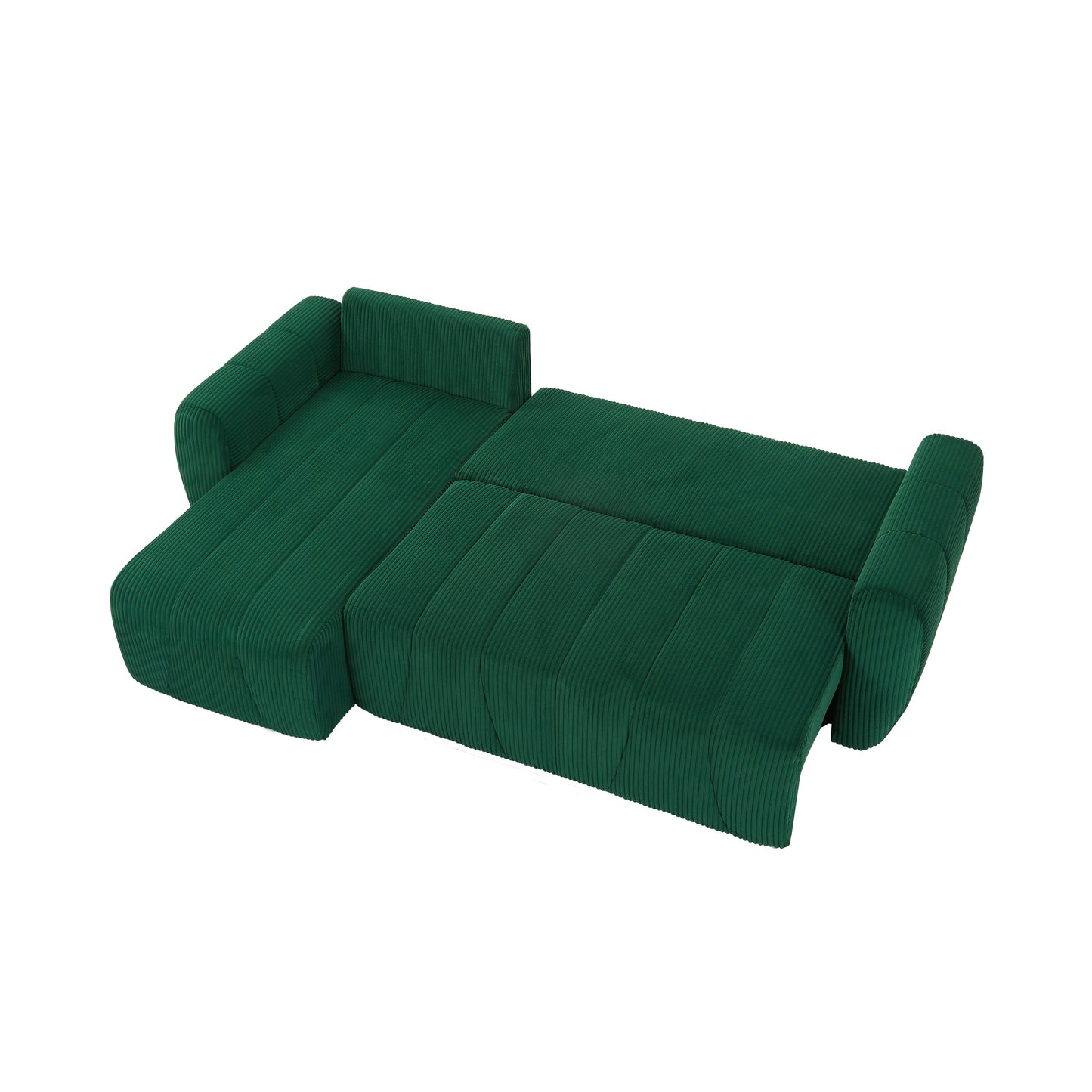Modern 3 Seat Corduroy L-Shaped Couch, Convertible Sectional Sofa for Living Room and Apartment