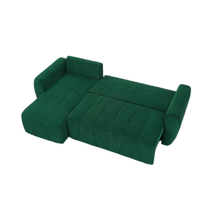 Modern 3 Seat Corduroy L-Shaped Couch, Convertible Sectional Sofa for Living Room and Apartment