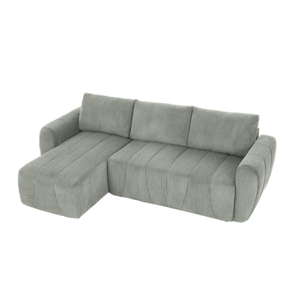 Modern 3 Seat Corduroy L-Shaped Couch, Convertible Sectional Sofa for Living Room and Apartment