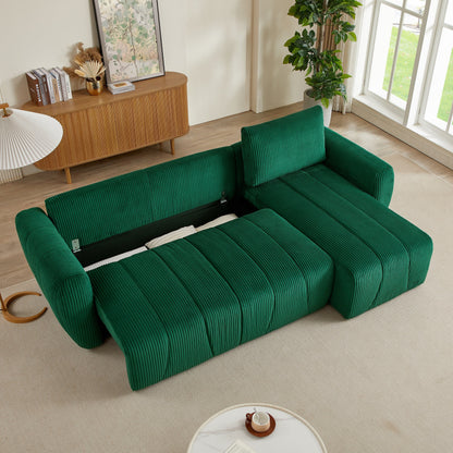 Modern 3 Seat Corduroy L-Shaped Couch, Convertible Sectional Sofa for Living Room and Apartment