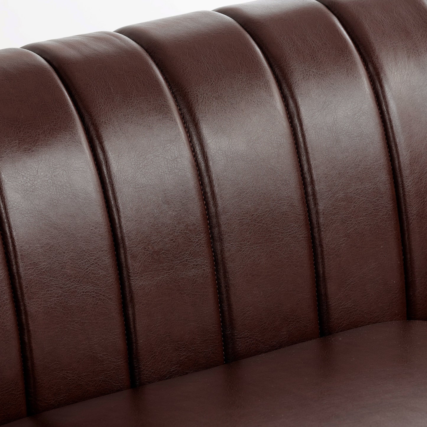 Modern 3 Seat Upholstered Couch, 83.46 PU Leather Rolled Arm Chesterfield Sofa for Living Room and Apartment
