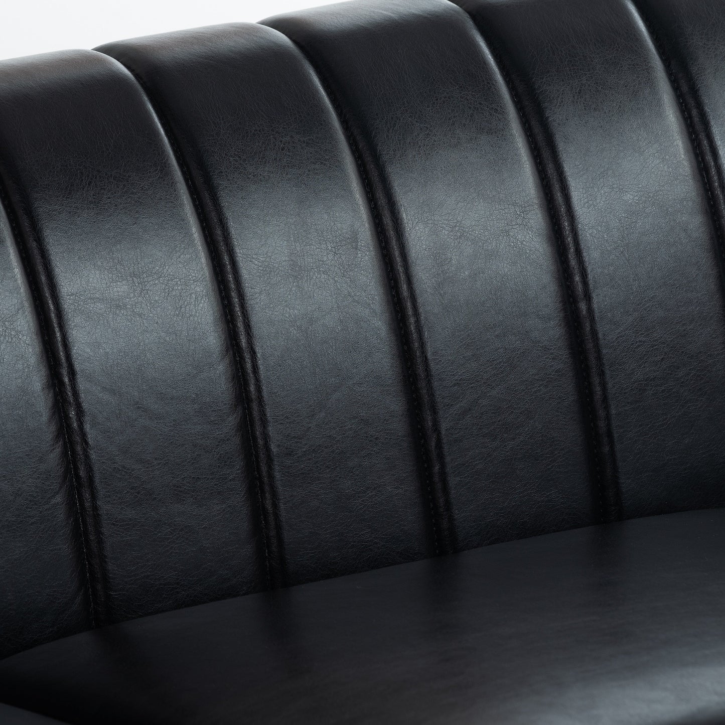 Modern 3 Seat Upholstered Couch, 83.46 PU Leather Rolled Arm Chesterfield Sofa for Living Room and Apartment