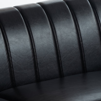 Modern 3 Seat Upholstered Couch, 83.46 PU Leather Rolled Arm Chesterfield Sofa for Living Room and Apartment