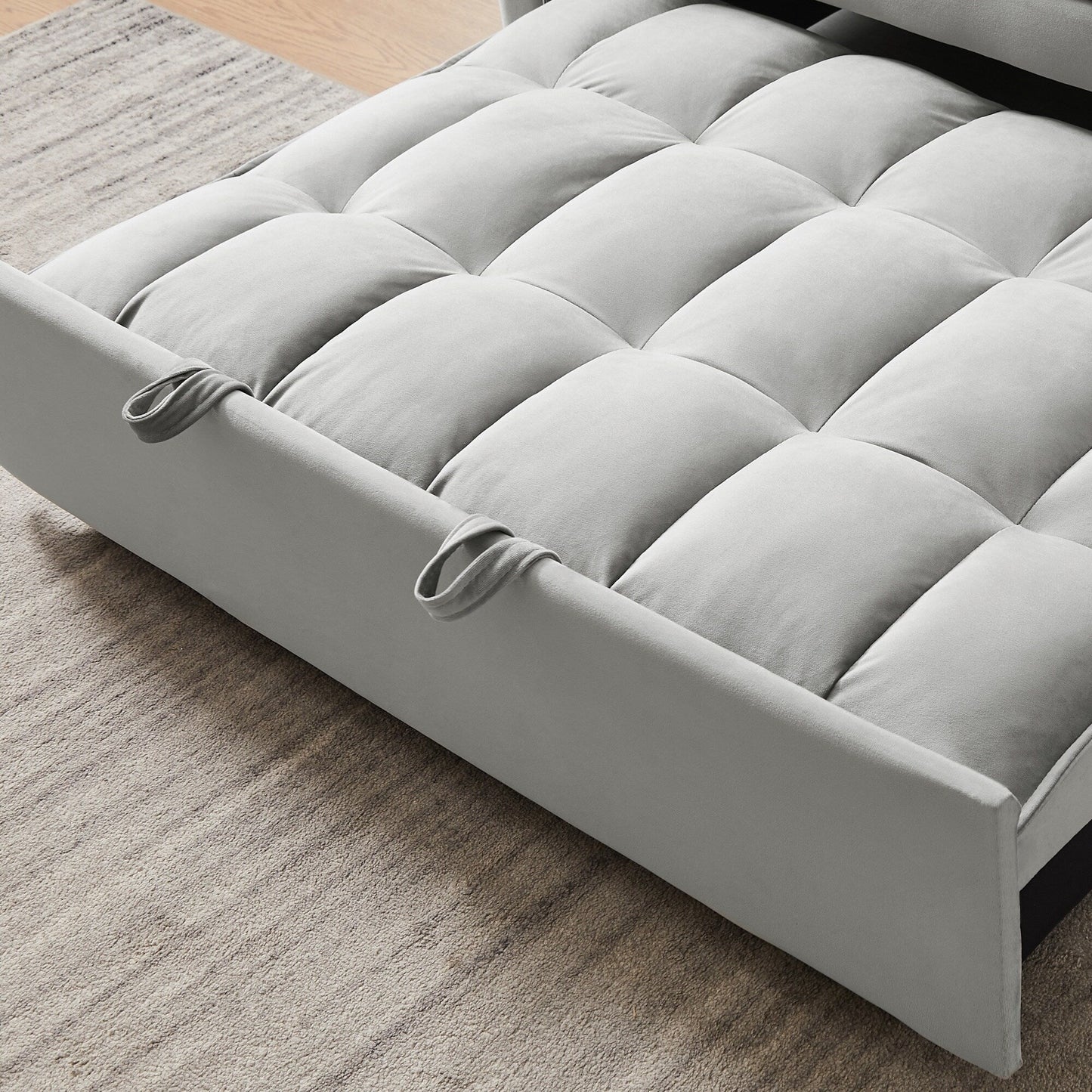 Modern 3 in 1 Convertible Velvet Loveseat Futon Sofa Couch with Pullout Bed