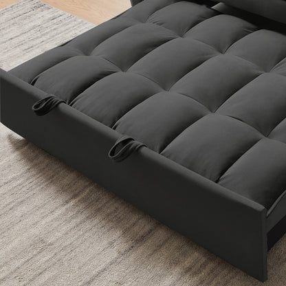 Modern 3 in 1 Convertible Velvet Loveseat Futon Sofa Couch with Pullout Bed