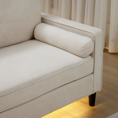 Modern 75.2 Linen 3-seater Sofa with LED Lights and 2 USB Ports for Living Room