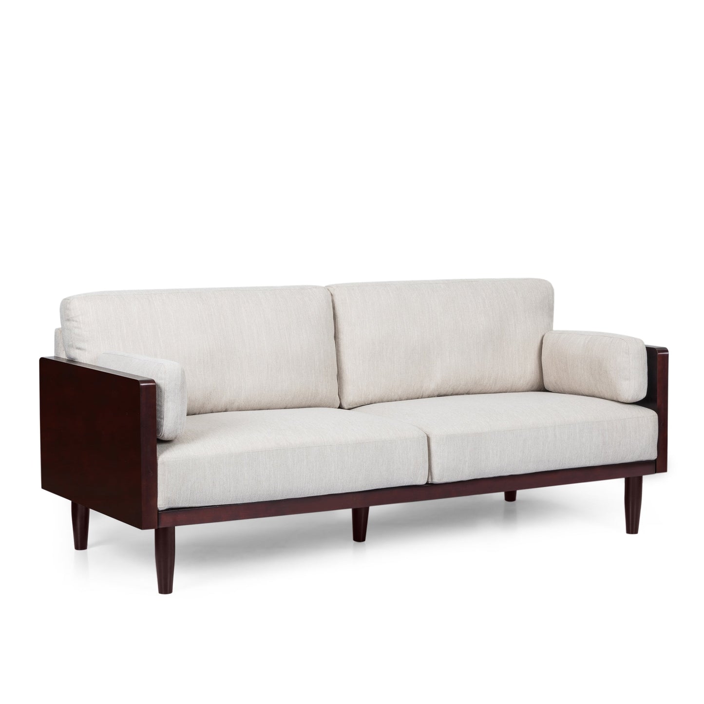 Modern 77.25 3-seater Sofa with Wood Legs and Exposed Wood Frame for Living Room