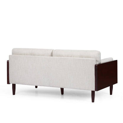 Modern 77.25 3-seater Sofa with Wood Legs and Exposed Wood Frame for Living Room