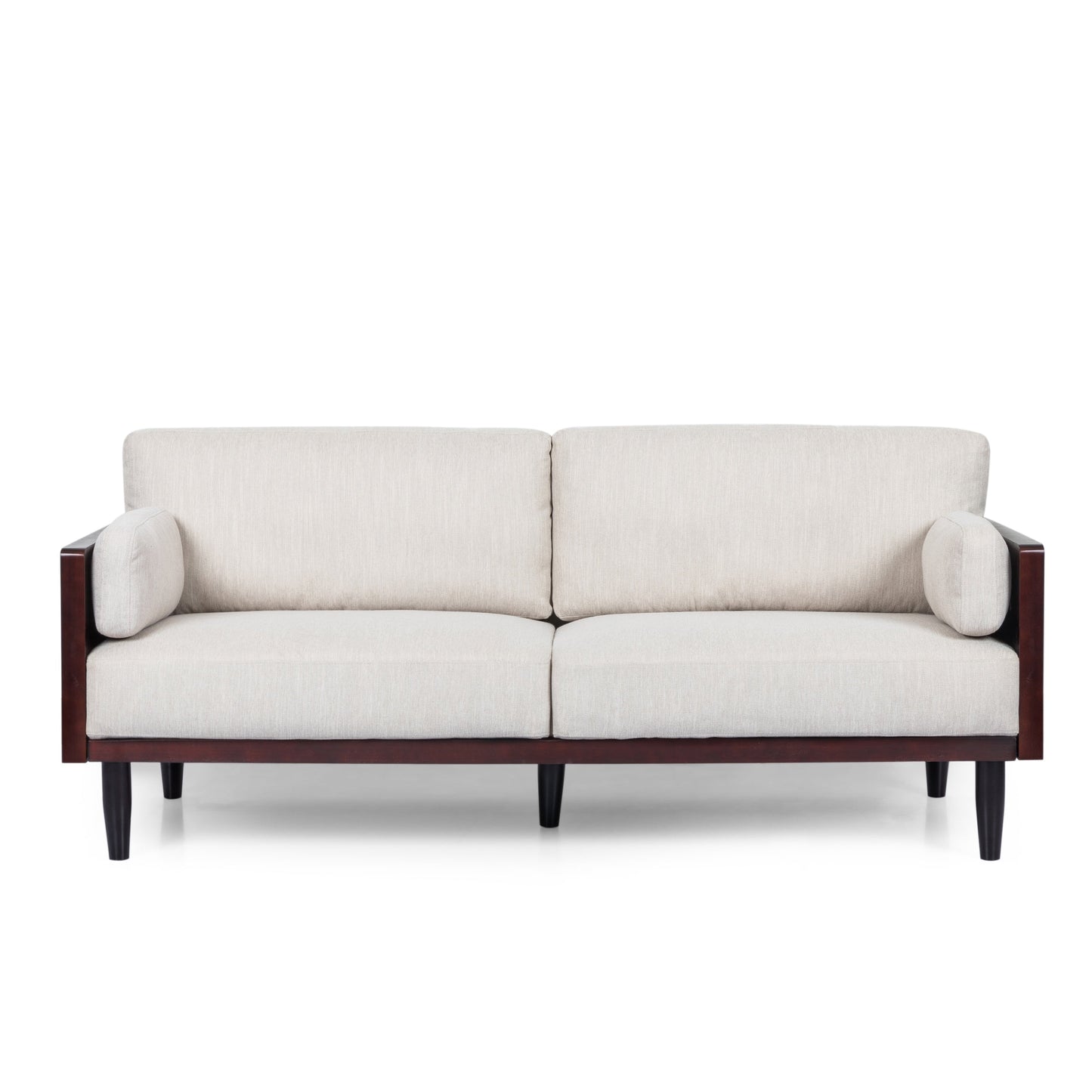 Modern 77.25 3-seater Sofa with Wood Legs and Exposed Wood Frame for Living Room