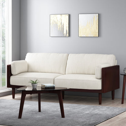 Modern 77.25 3-seater Sofa with Wood Legs and Exposed Wood Frame for Living Room