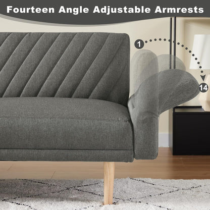 Modern 78 Loveseat Futon Convertible Sofa Bed with 2 Pillows and Backrest for Living Room
