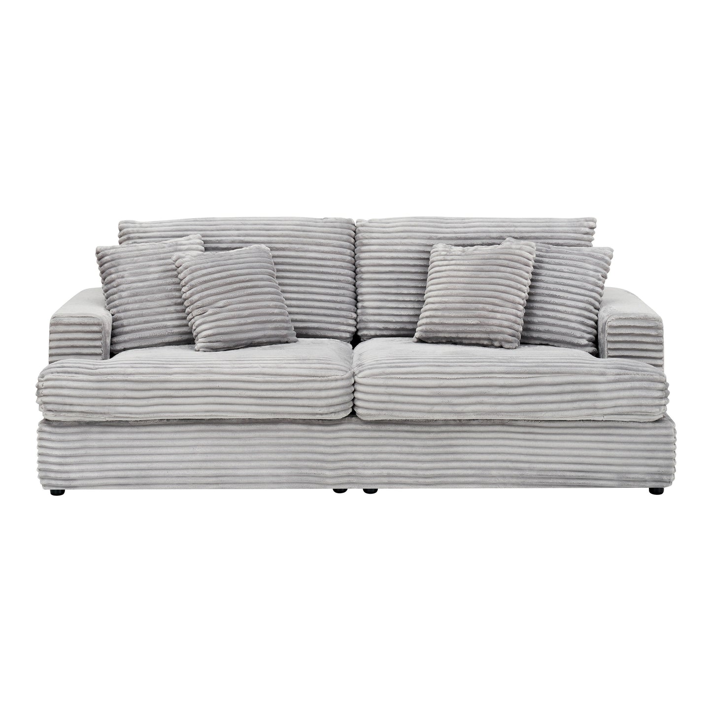 Modern 79.3 Upholstered Couch, Corduroy 3 Seat Sofa with 4 Toss Pillows for Living Room and Apartment
