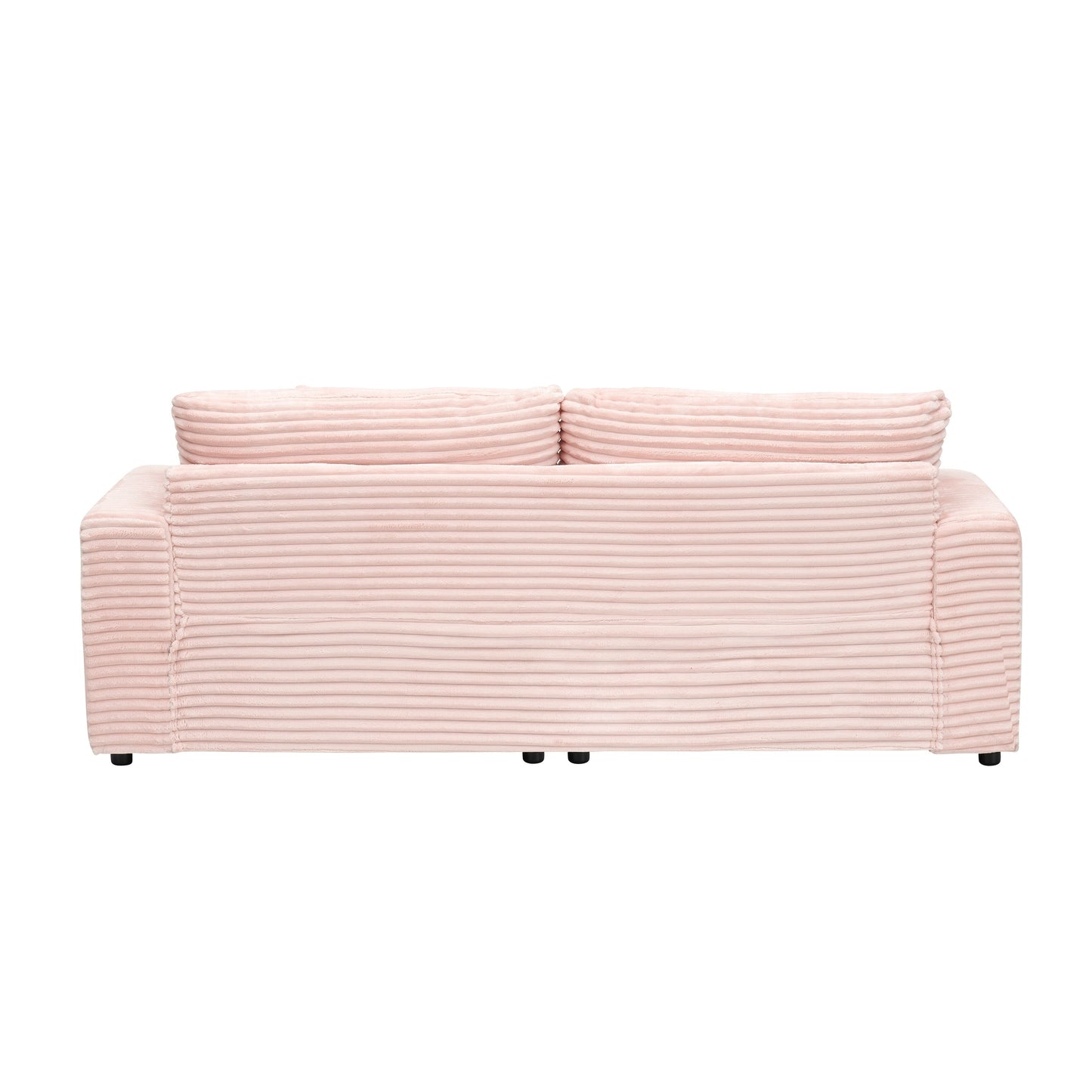Modern 79.3 Upholstered Couch, Corduroy 3 Seat Sofa with 4 Toss Pillows for Living Room and Apartment
