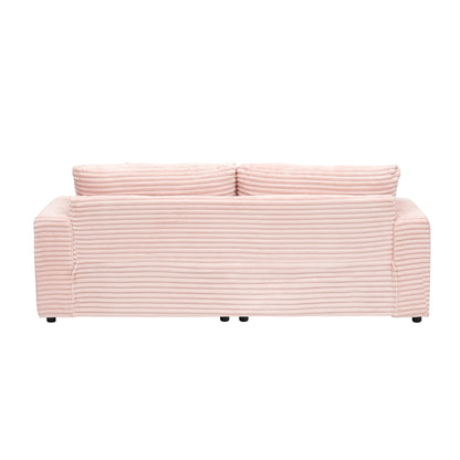 Modern 79.3 Upholstered Couch, Corduroy 3 Seat Sofa with 4 Toss Pillows for Living Room and Apartment