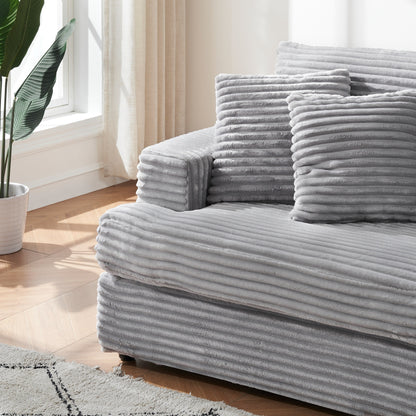 Modern 79.3 Upholstered Couch, Corduroy 3 Seat Sofa with 4 Toss Pillows for Living Room and Apartment