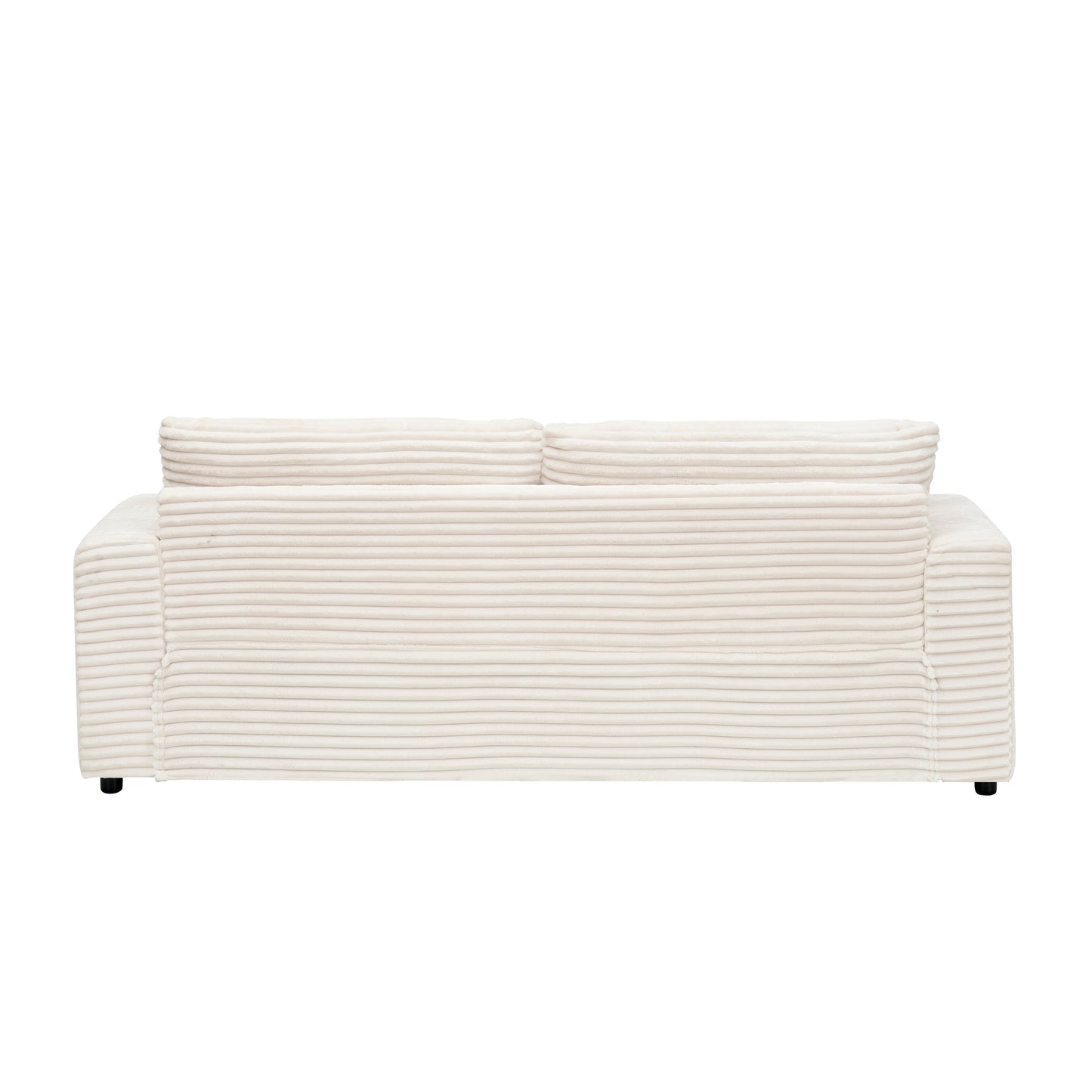 Modern 79.3 Upholstered Couch, Corduroy 3 Seat Sofa with 4 Toss Pillows for Living Room and Apartment