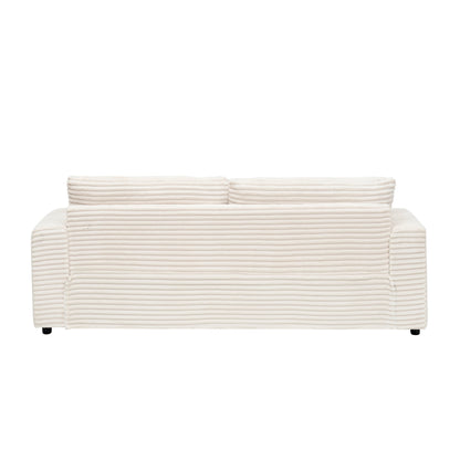 Modern 79.3 Upholstered Couch, Corduroy 3 Seat Sofa with 4 Toss Pillows for Living Room and Apartment