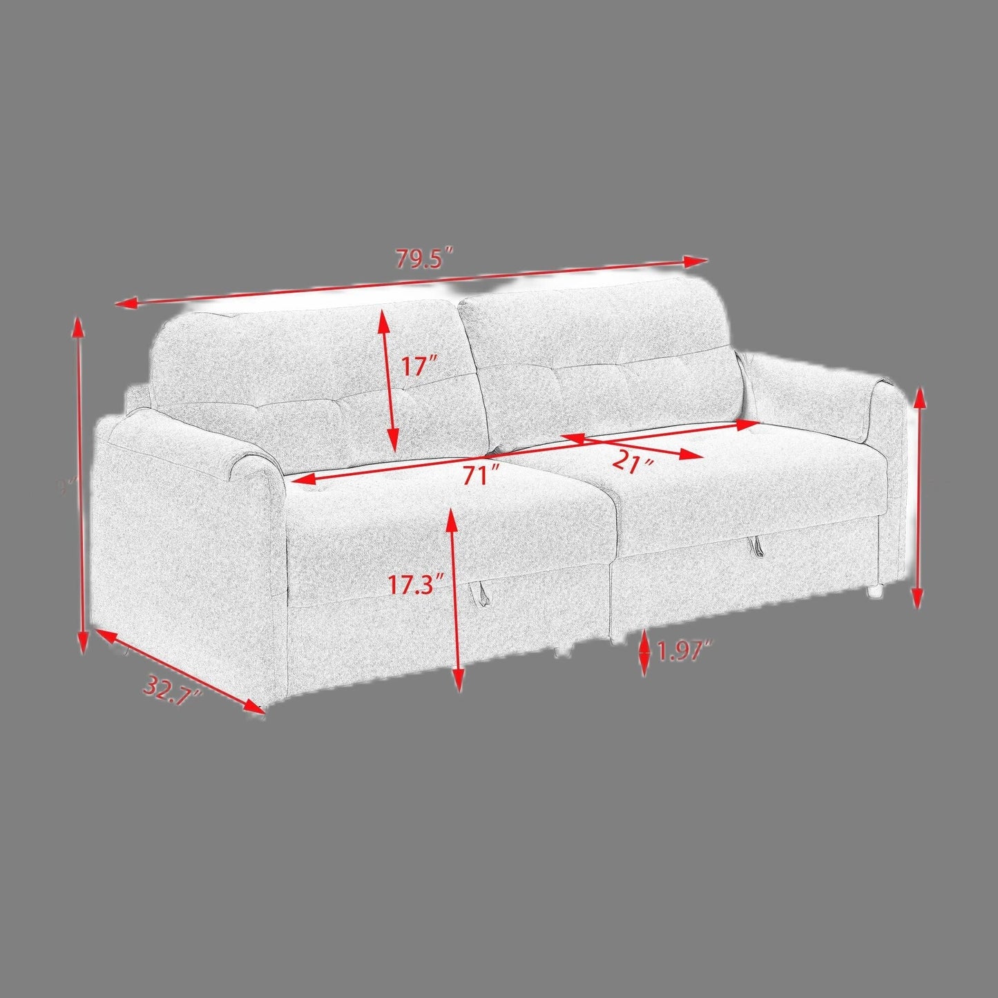 Modern 79.5-Inch Teddy Fabric Couch with Soft Sponge Cushioning, Perfect for Living Room or Office