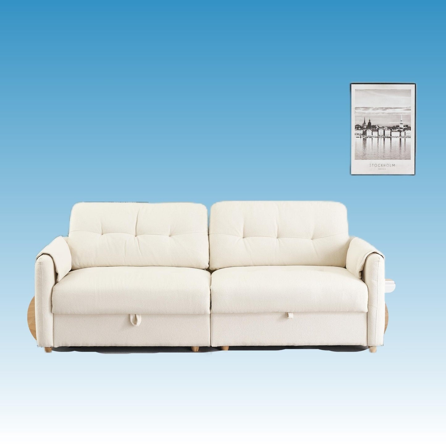 Modern 79.5-Inch Teddy Fabric Couch with Soft Sponge Cushioning, Perfect for Living Room or Office
