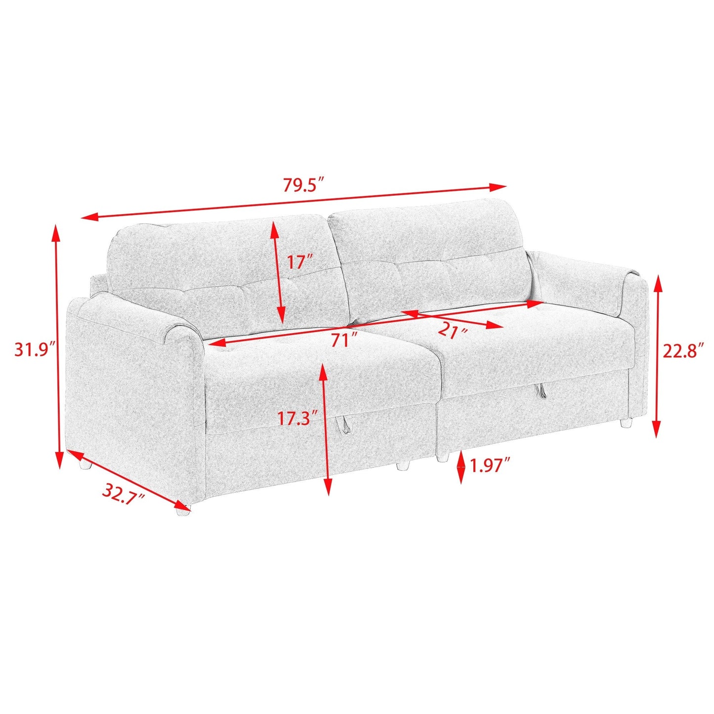 Modern 79.5-Inch Teddy Fabric Couch with Soft Sponge Cushioning, Perfect for Living Room or Office