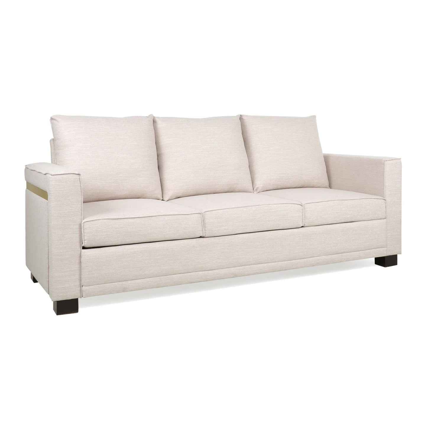 Modern 80.25 3-seater Upholstered Sofa with Pillows amd Wood Legs for Living Room