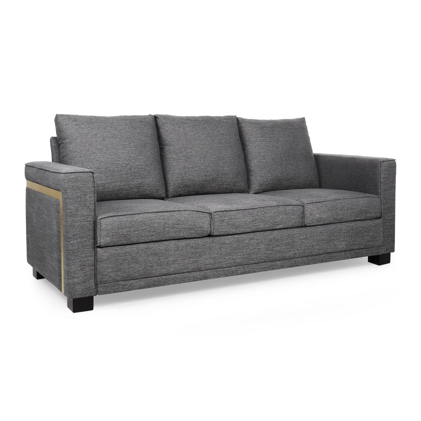 Modern 80.25 3-seater Upholstered Sofa with Pillows amd Wood Legs for Living Room