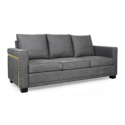 Modern 80.25 3-seater Upholstered Sofa with Pillows amd Wood Legs for Living Room