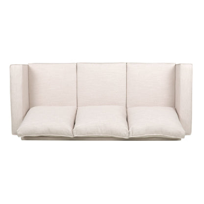 Modern 80.25 3-seater Upholstered Sofa with Pillows amd Wood Legs for Living Room