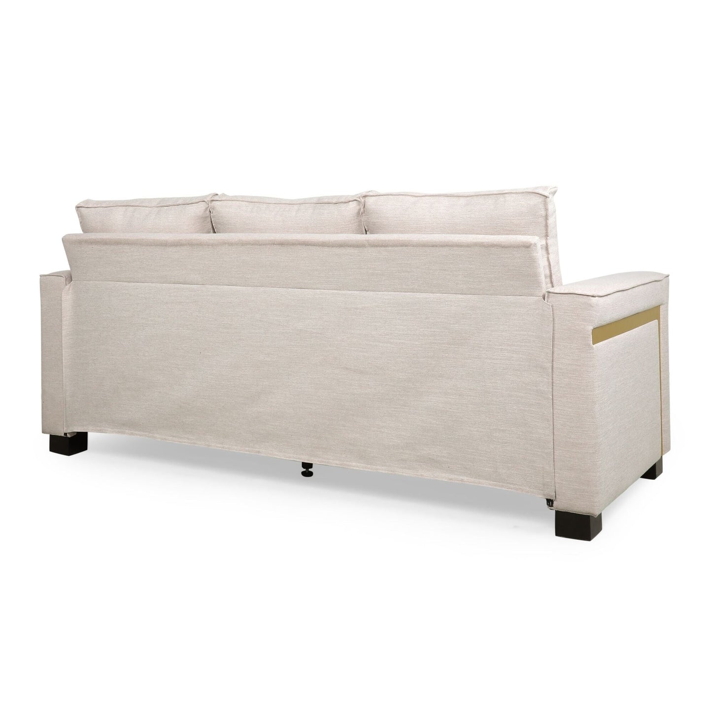 Modern 80.25 3-seater Upholstered Sofa with Pillows amd Wood Legs for Living Room