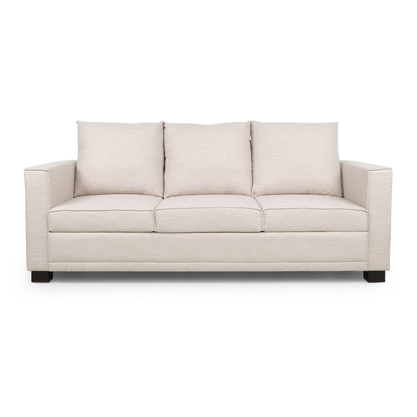 Modern 80.25 3-seater Upholstered Sofa with Pillows amd Wood Legs for Living Room