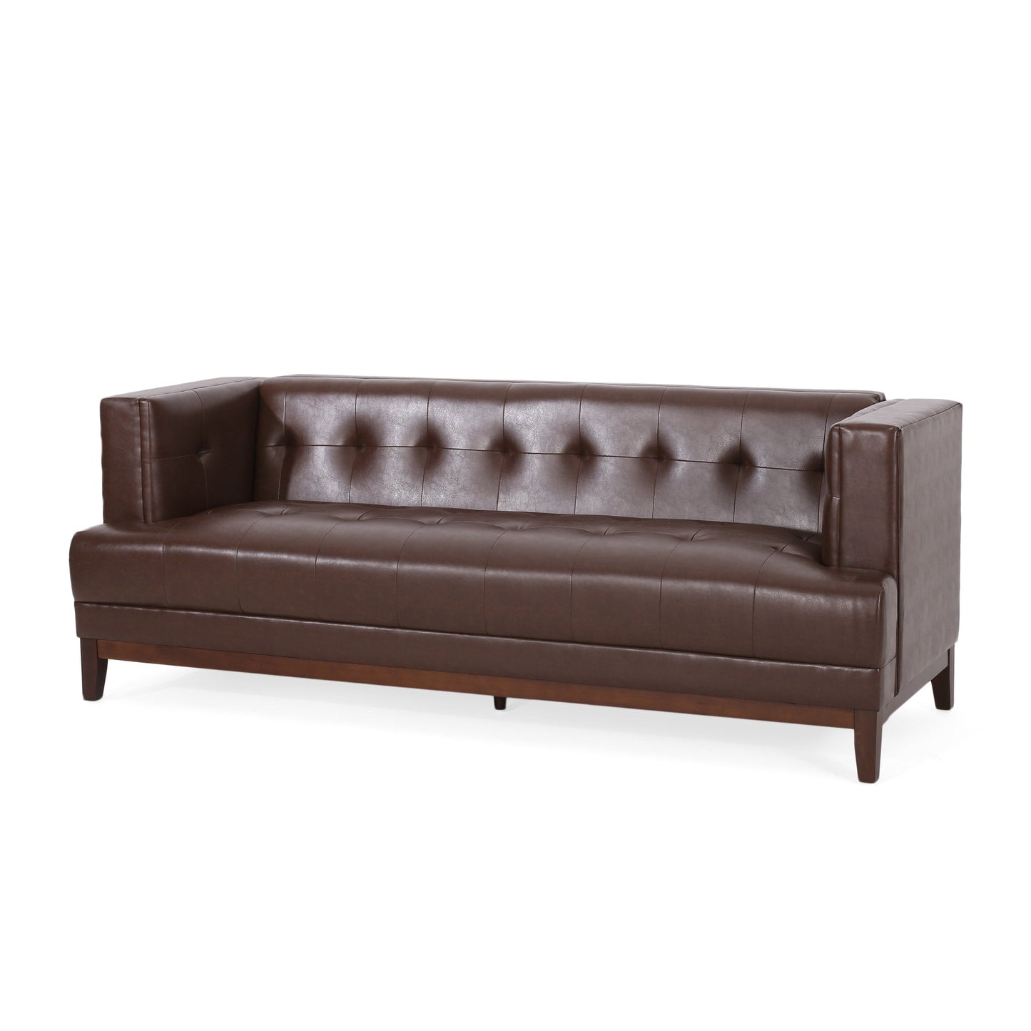 Modern 80.75 Button Tufted 3-seater Sofa with Wood Legs for Living Room