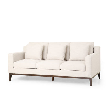Modern 80 3-seater Sofa with Wood Legs and Matching Pillows for Living Room