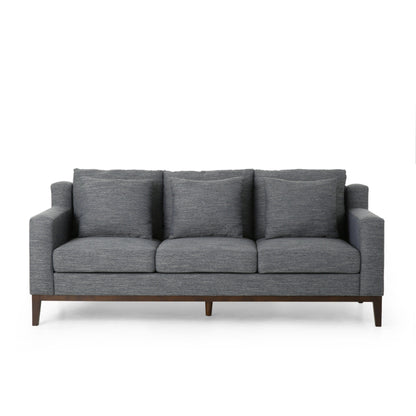 Modern 80 3-seater Sofa with Wood Legs and Matching Pillows for Living Room