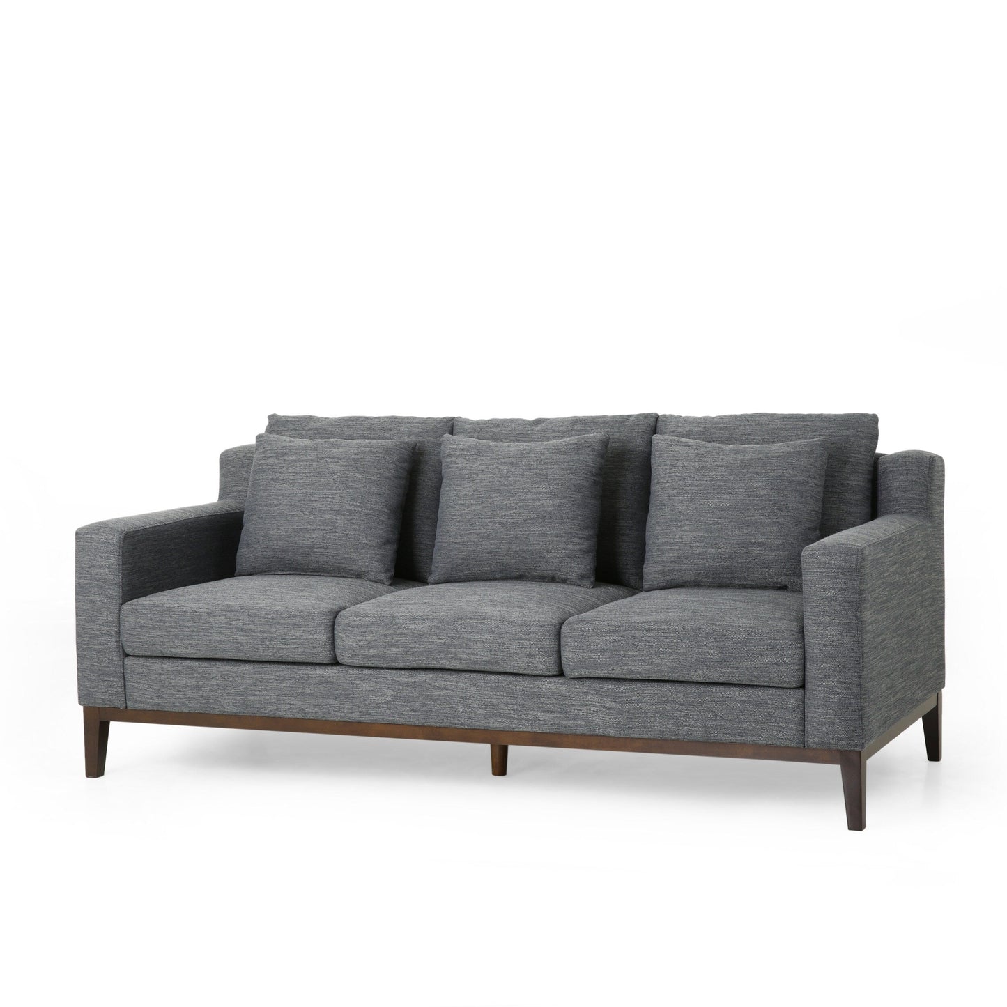 Modern 80 3-seater Sofa with Wood Legs and Matching Pillows for Living Room