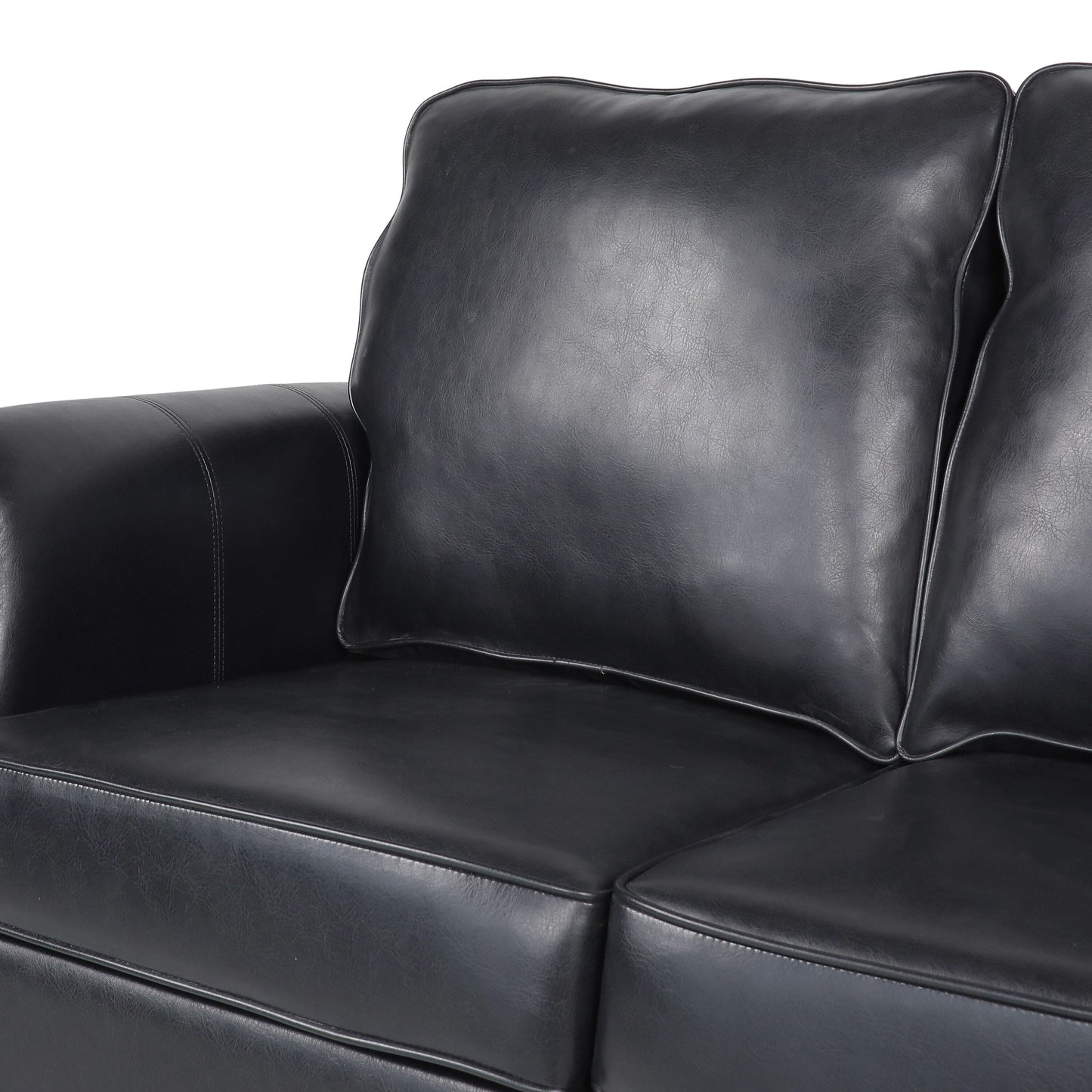 Modern 80 Faux Leather 3-seater Sofa with Birch Wood Legs and Nailheads for Living Room