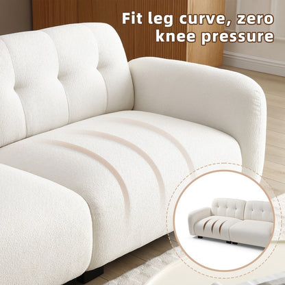 Modern 81.48 Teddy 3-seater Deep Seat Sofa with Wooden Legs and Upholstered for Living Room