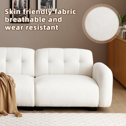 Modern 81.48 Teddy 3-seater Deep Seat Sofa with Wooden Legs and Upholstered for Living Room